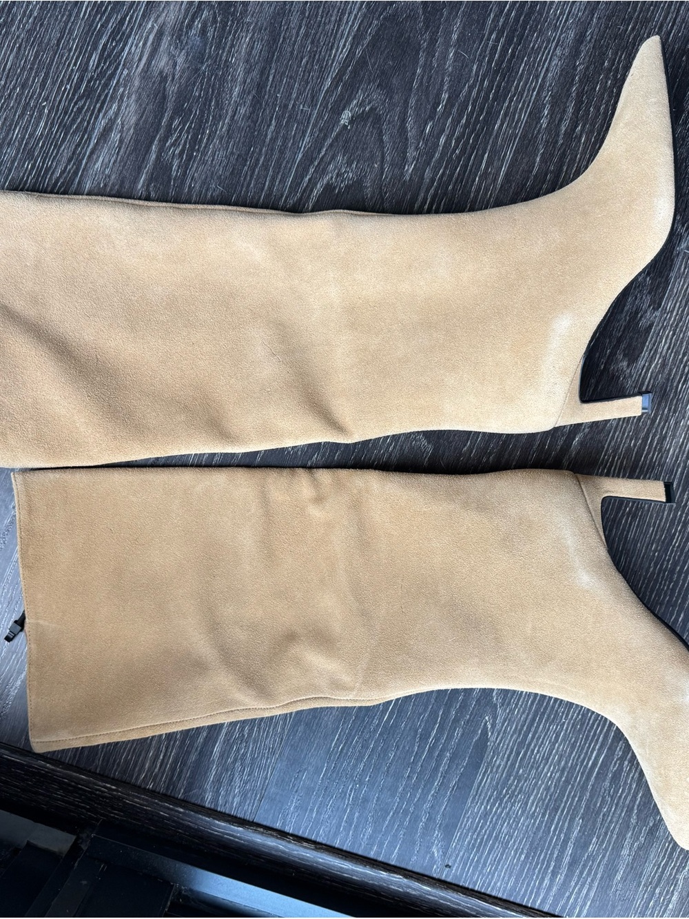 Zara Knee-High Pointed-Toe Suede Boots in Tan NWT - Picture 2 of 5